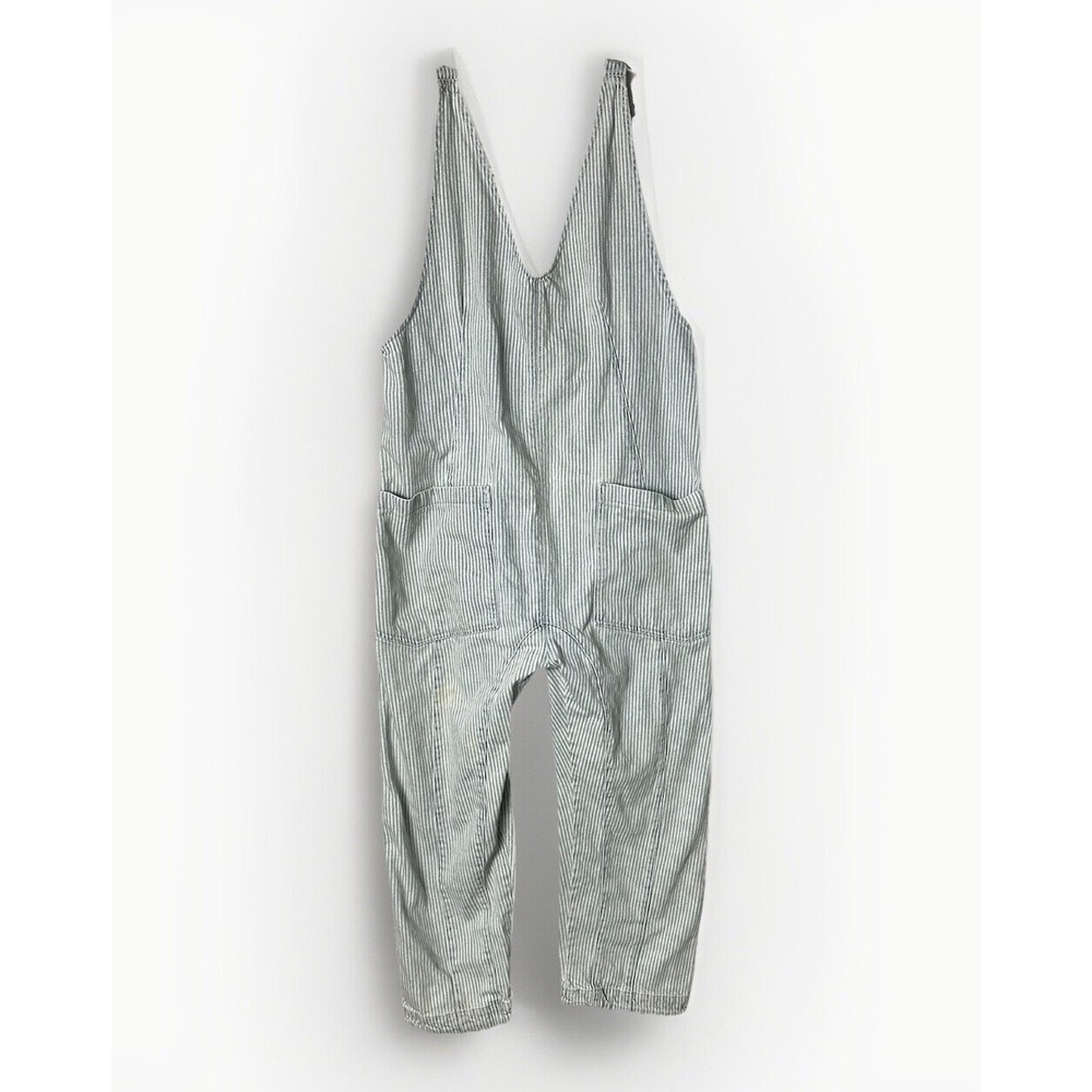 We The Free Highroller Railroad Overalls Womens Small Railroad Stripe Blue